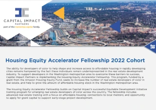 Preview of "Housing Equity Accelerator Fellowship Cohort Biographies 2022" Fact Sheet (PDF)