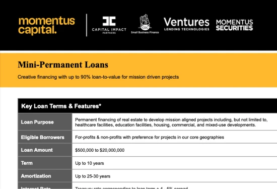 Preview of "Momentus Capital Mini-permanent Loans" Fact Sheet (PDF)